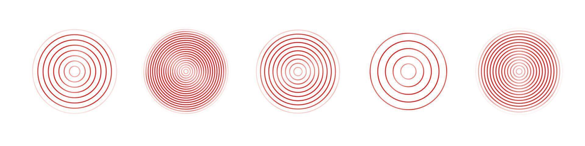 Abstract icon with red radial pain on white background for decoration design featuring stomach pain elements isolated on white background vector