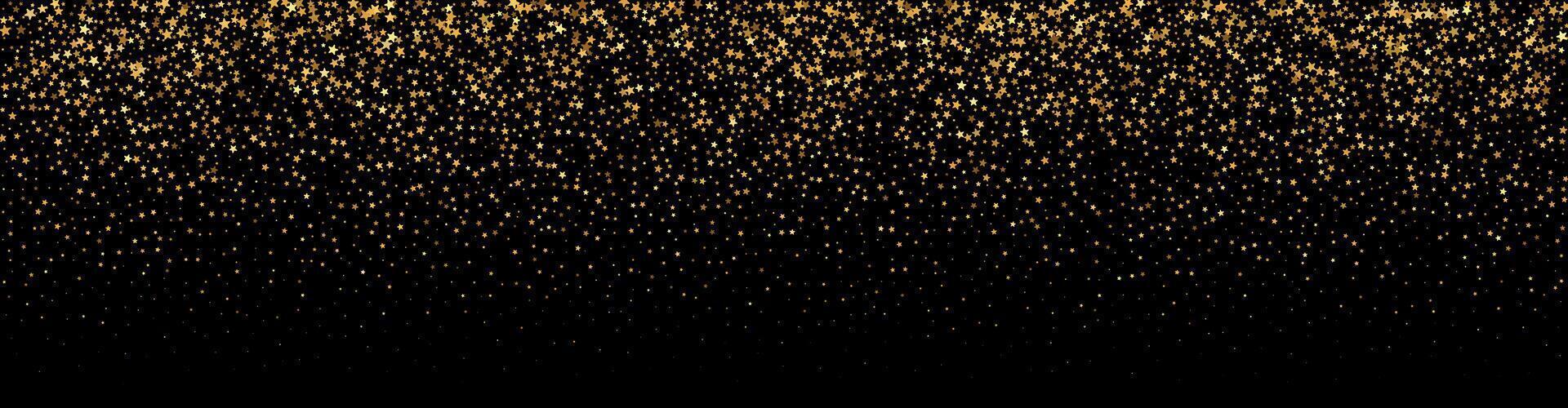 Golden star background with glittering confetti and falling stardust on black featuring a magical yellow pattern for holidays isolated on white background vector