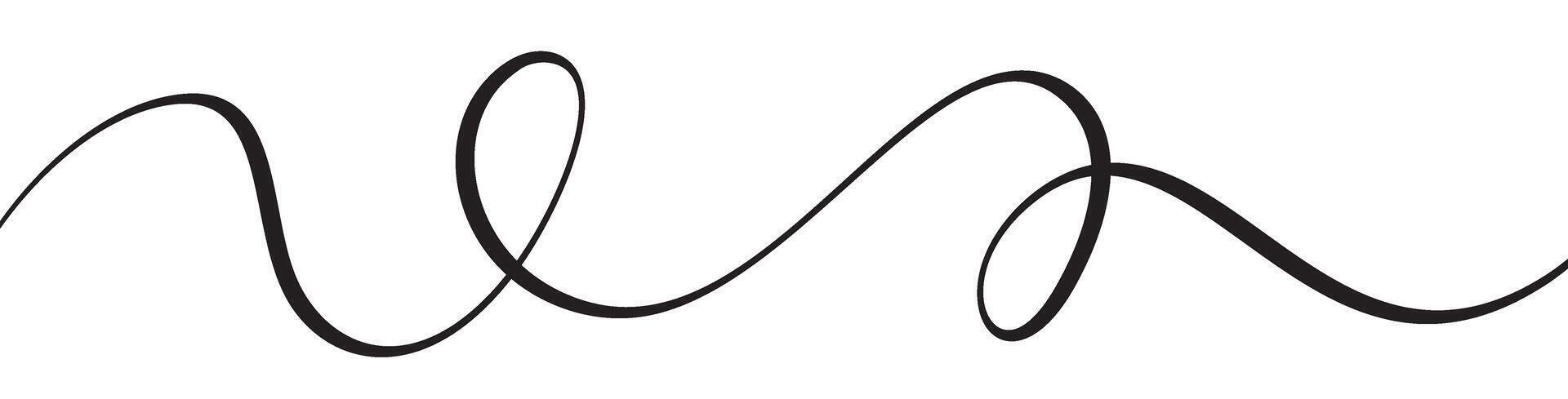 Swoosh and swash underline stroke with abstract wavy thin line and squiggle elements isolated on white background vector