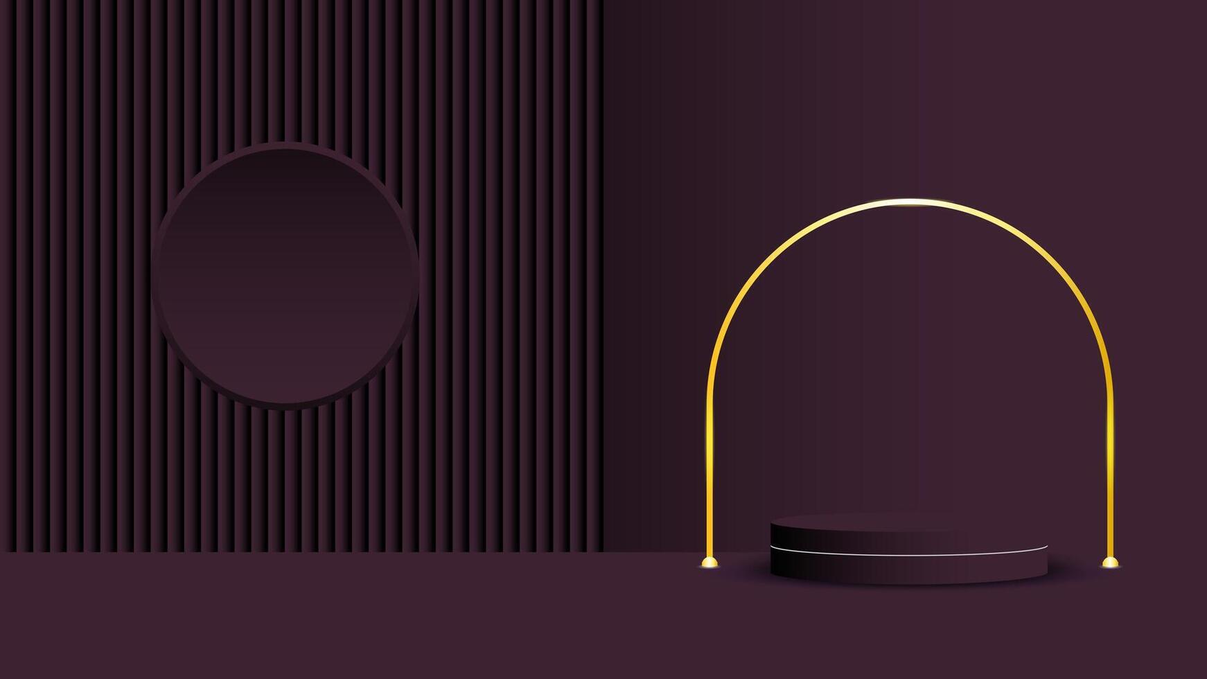 A black and gold lamp with a gold arch on it vector