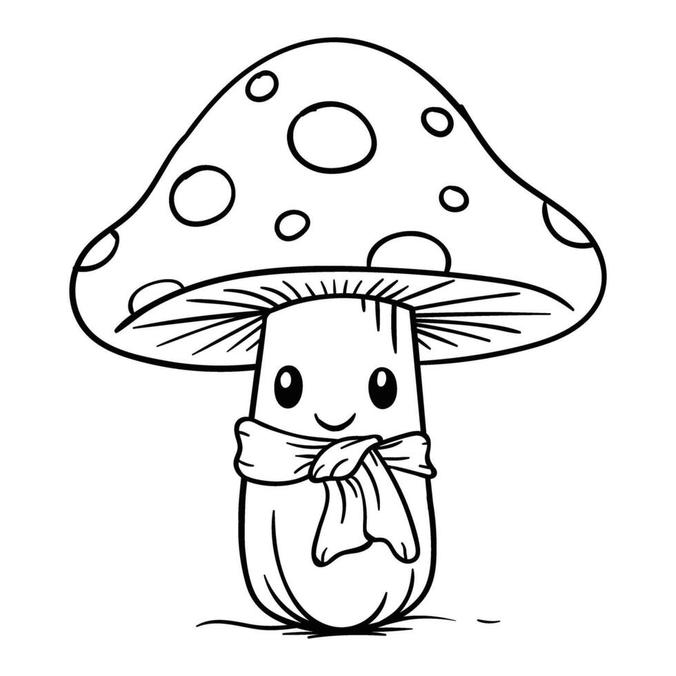 cute mushroom hand drawing vector