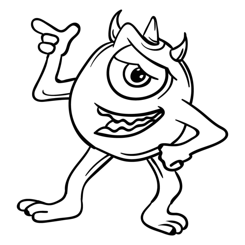 one eye monster hand drawing vector
