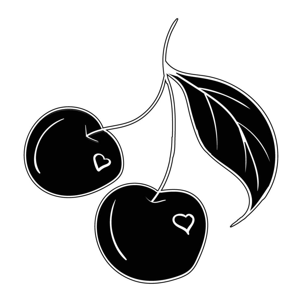 cherry hand drawing vector