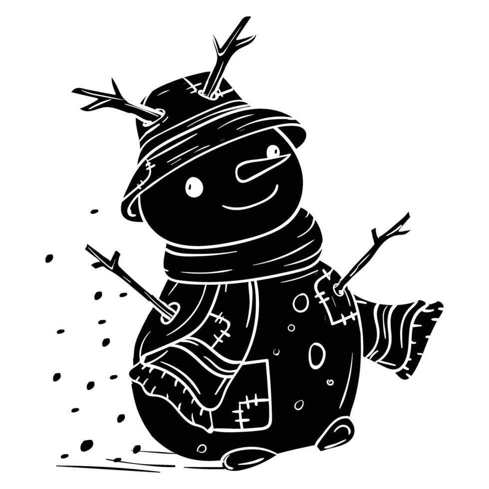 Snow doll hand drawing vector