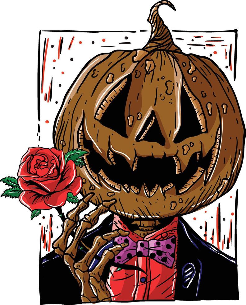 Halloween pumpkin hand drawing vector