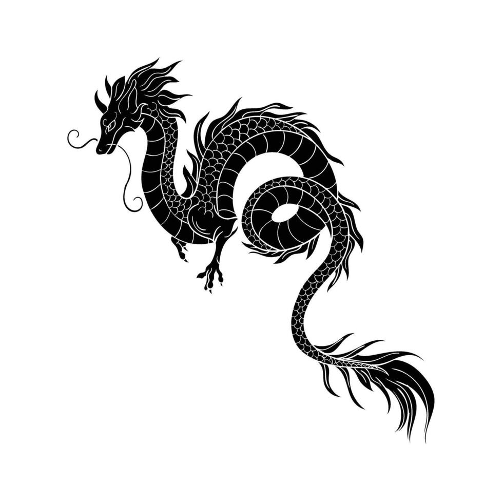 Chinese dragon hand drawing vector
