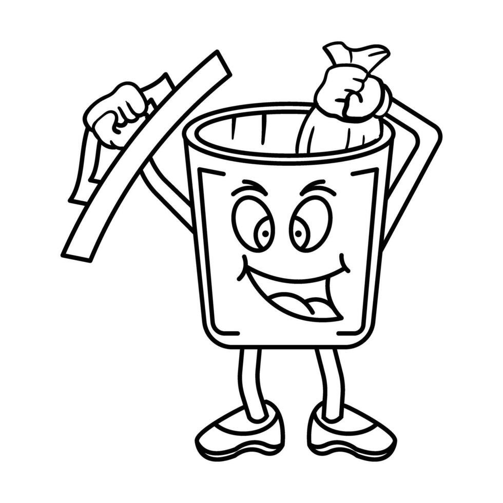Waste basket character hand drawing vector