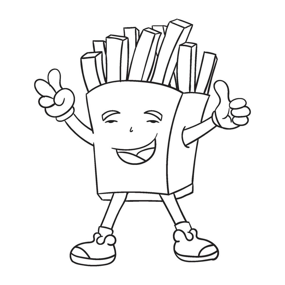 Cute Fries character hand drawing vector