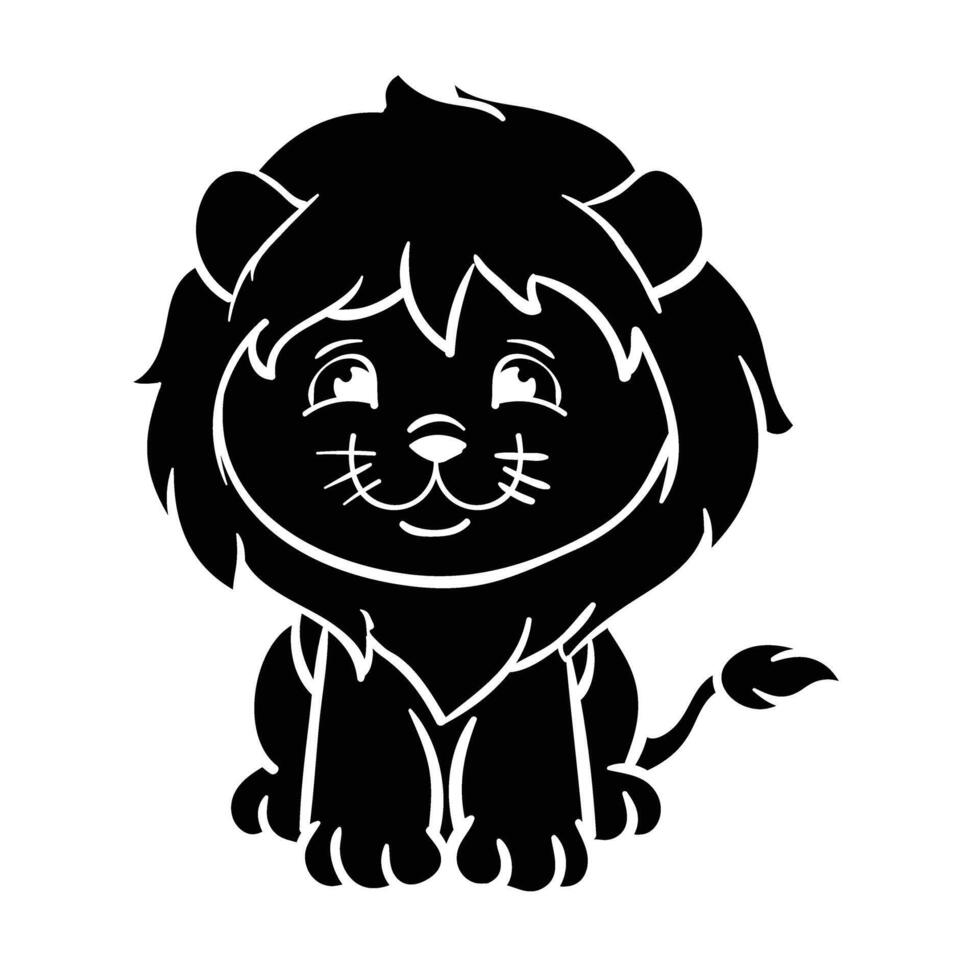 Little lion hand drawing vector