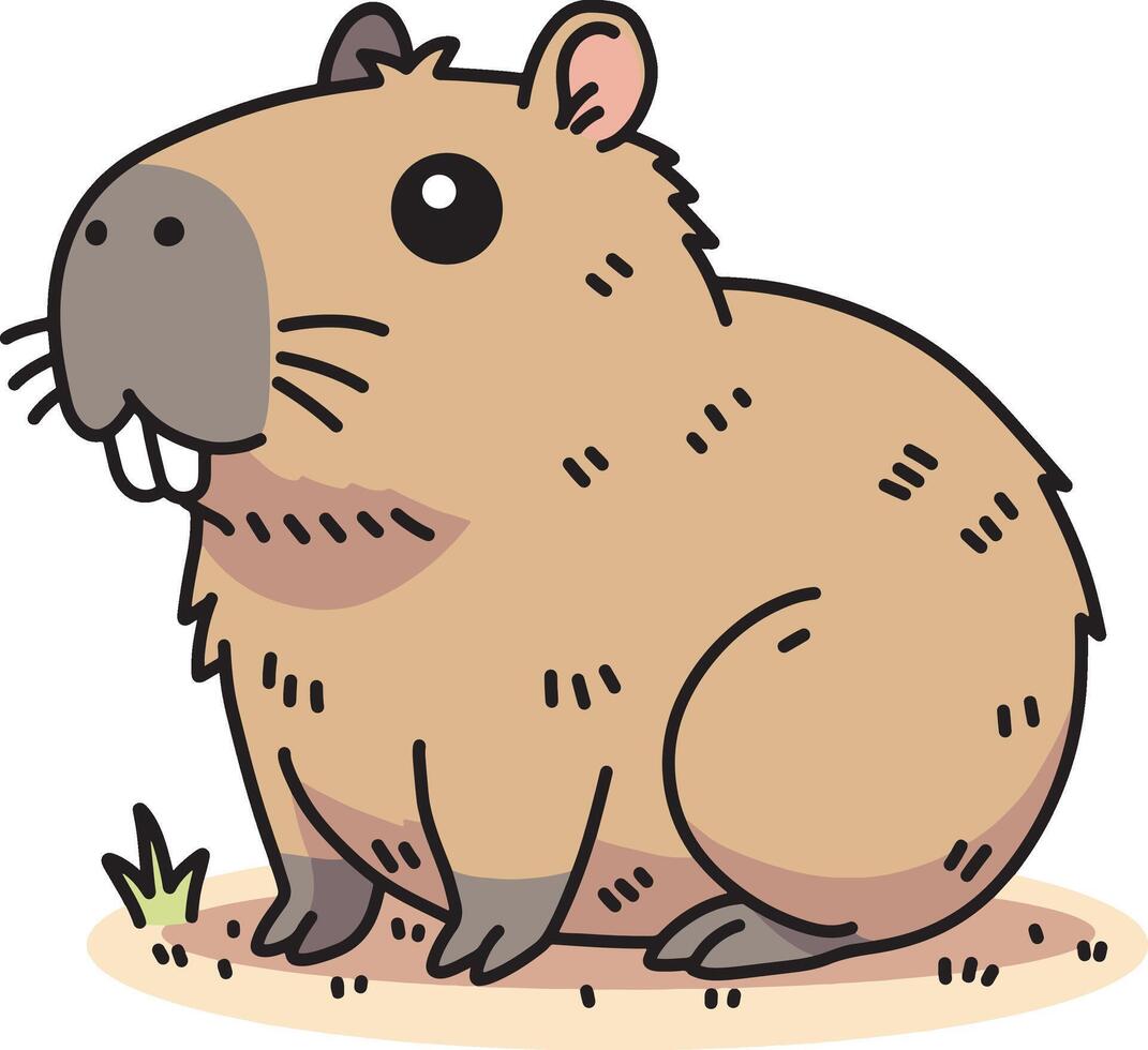 Cute capybara cartoon hand drawn vector