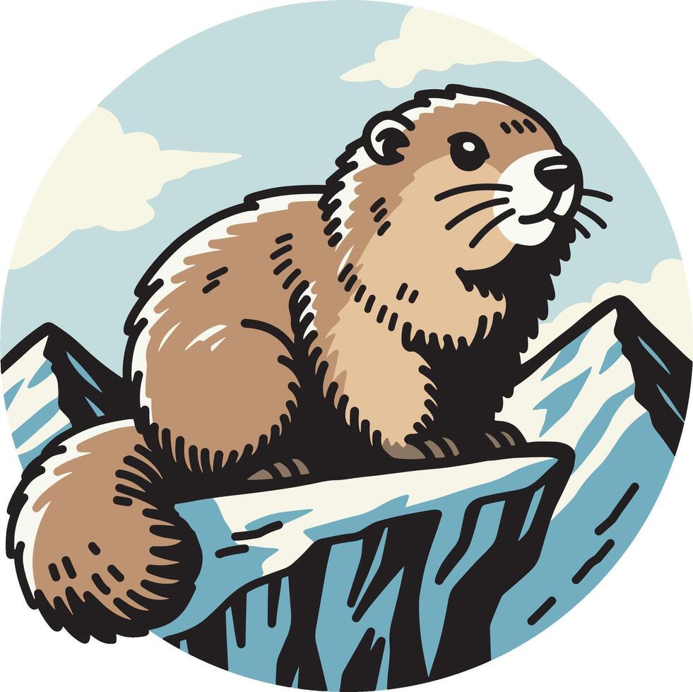 Himalayan marmot hand drawn logo vector
