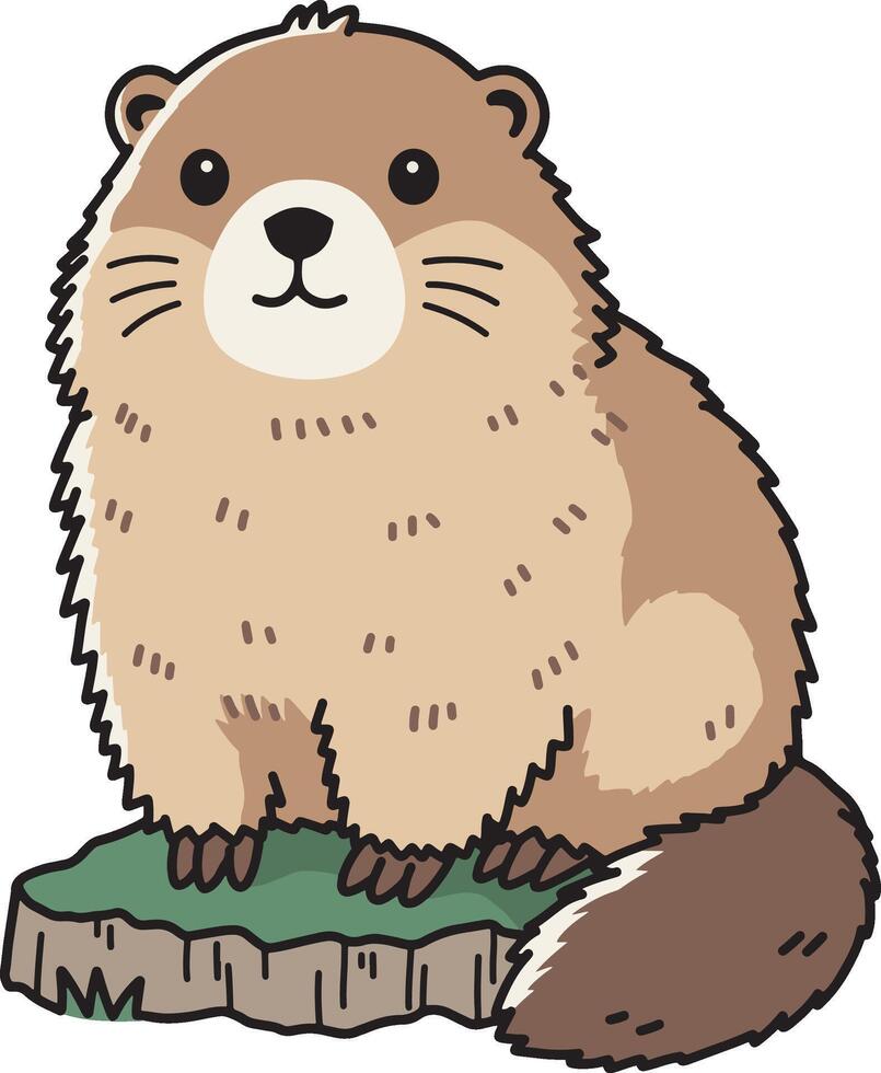 Cute himalayan marmot cartoon illustration vector