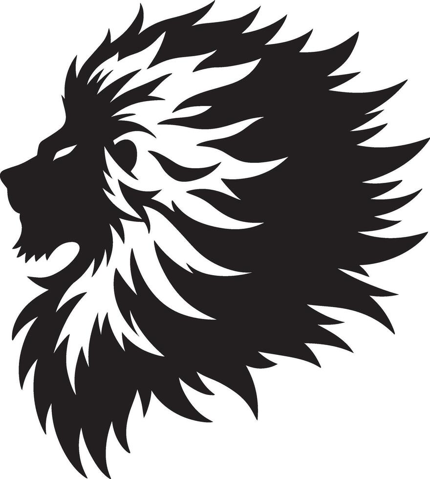 Lion head silhouette logo design art vector