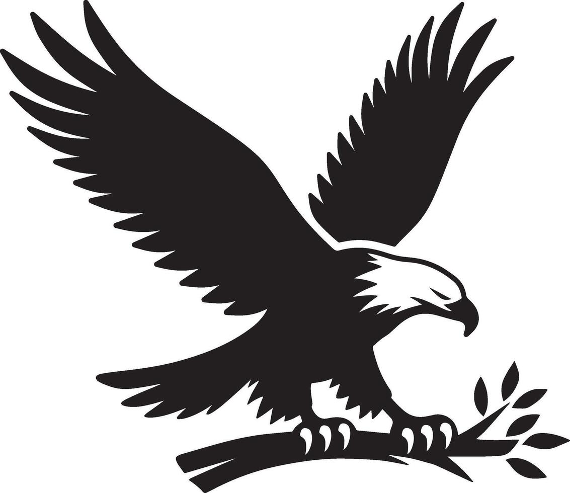 Black eagle with big wings design art vector