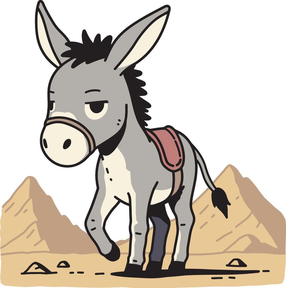 Donkey in the desert design art vector