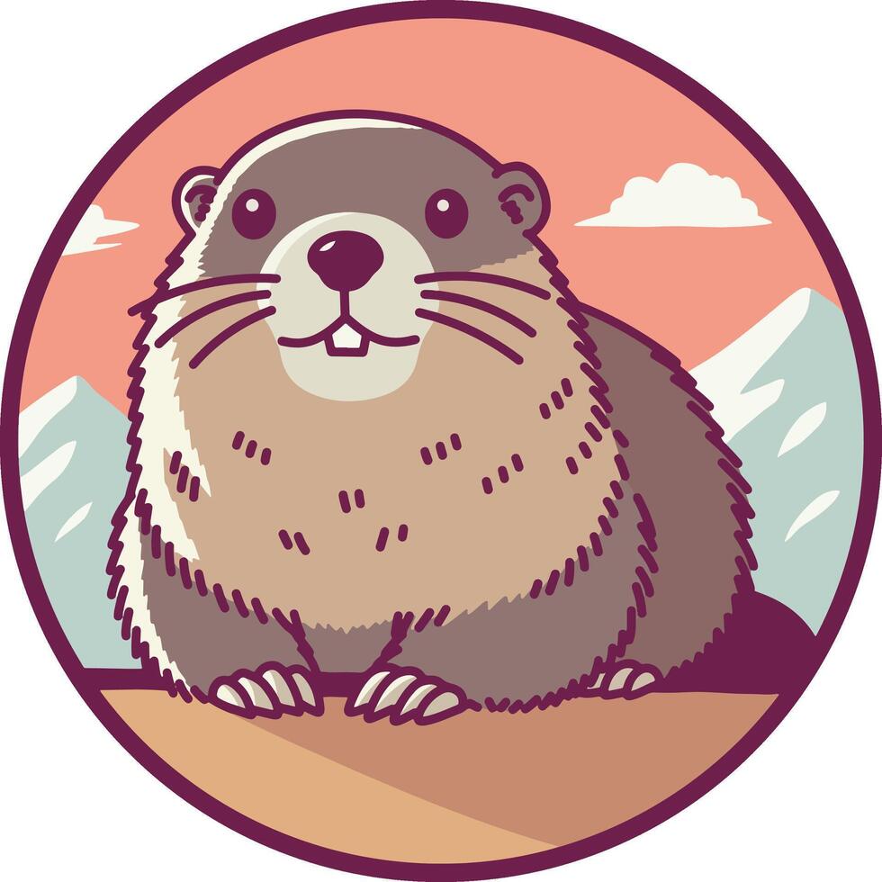 Circular himalayan marmot illustration vector