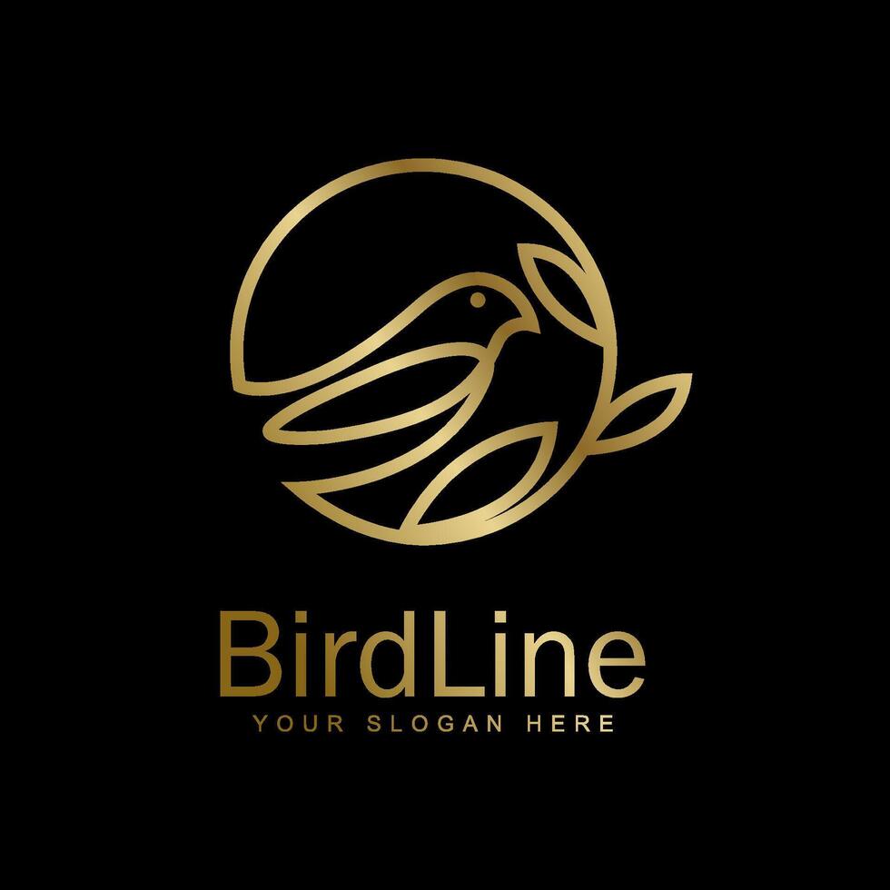line art sparrow or finch bird logo illustration design, minimalist bird icon symbol vector