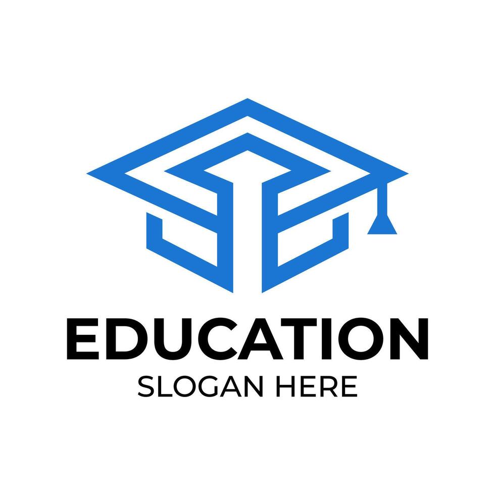 Abstract Blue Graduation Cap Logo for Learning Institutions vector