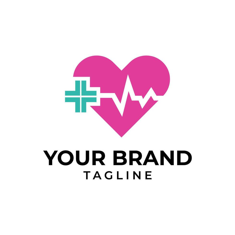 Simple Medical Branding Logo with Heart Icon vector