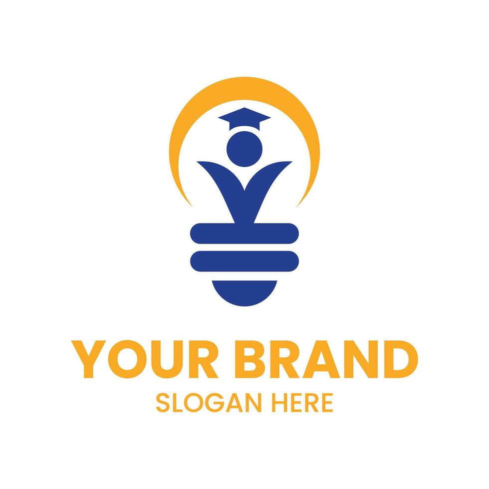 Education Logo with Idea Lamp and People Concept vector