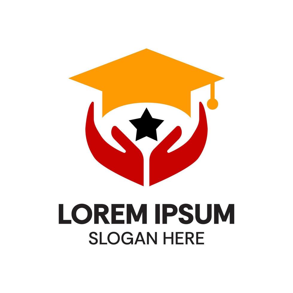 The logo of a hand protecting a toga and a star, a symbol of commitment to the best education vector
