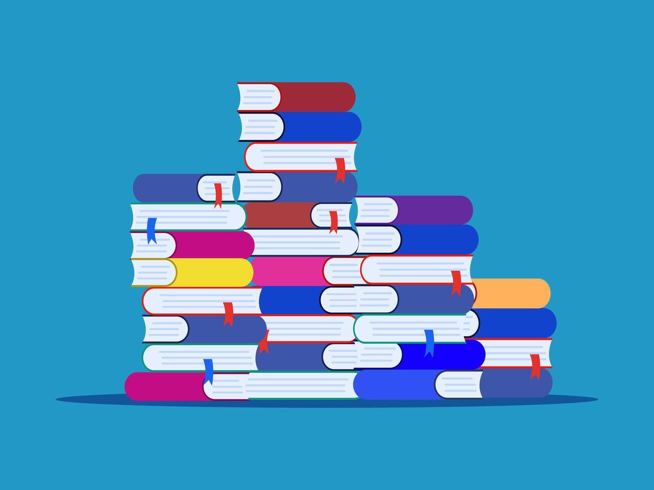 a stack of books on a blue background vector