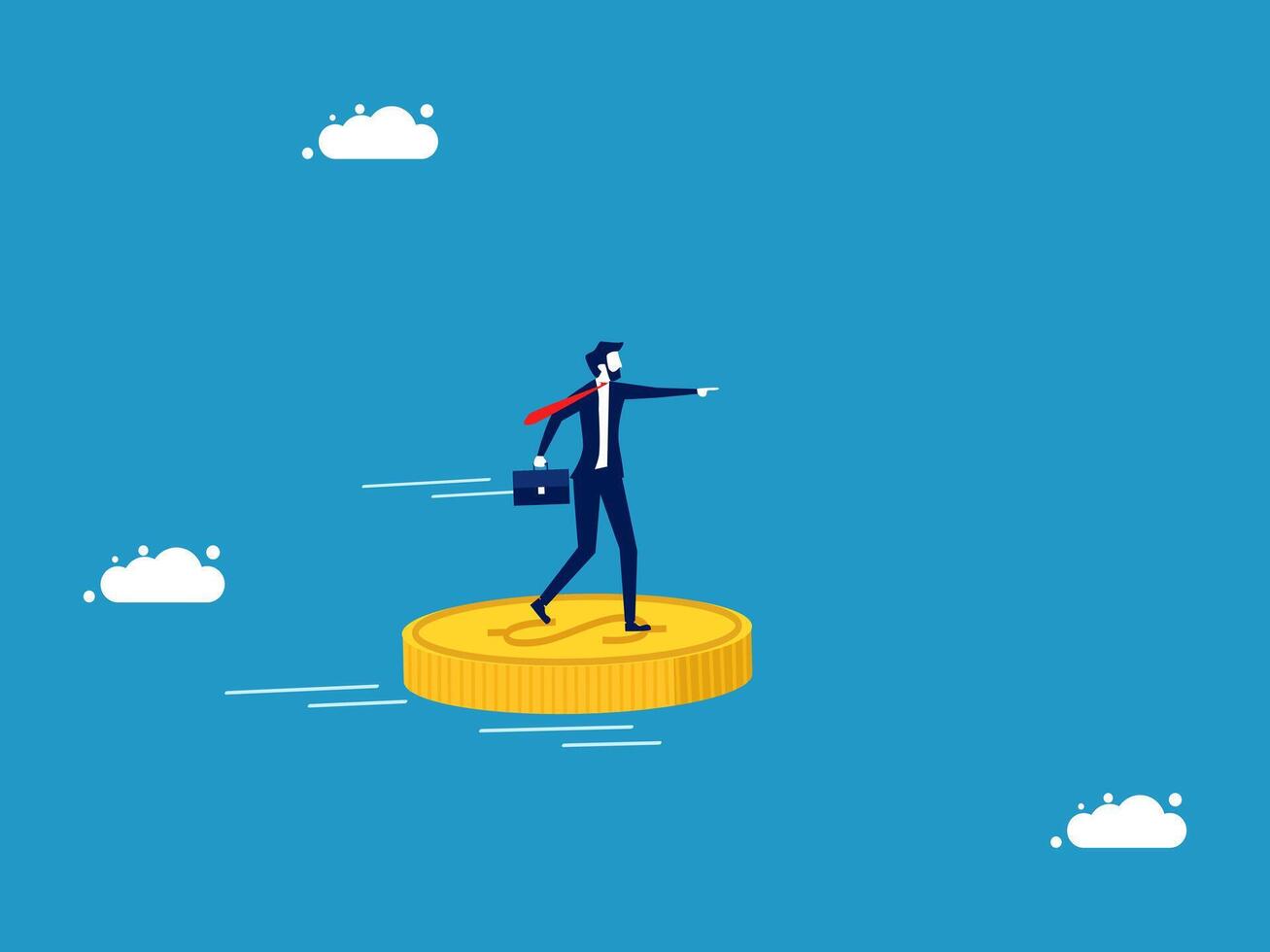 businessman is standing on top of a coin vector