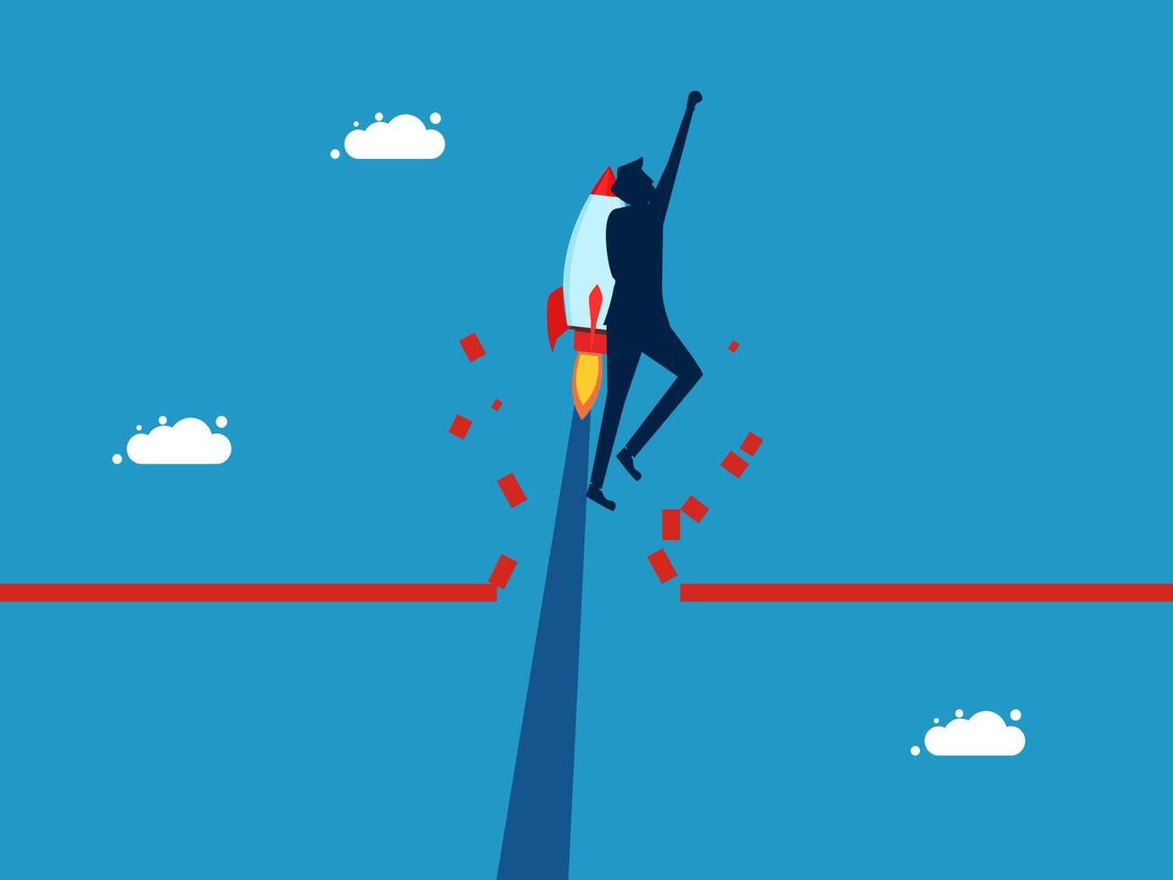 businessman on rocket to success, business concept vector