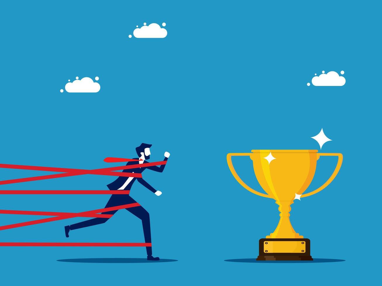 Businessman trying to get out of bondage to trophy vector