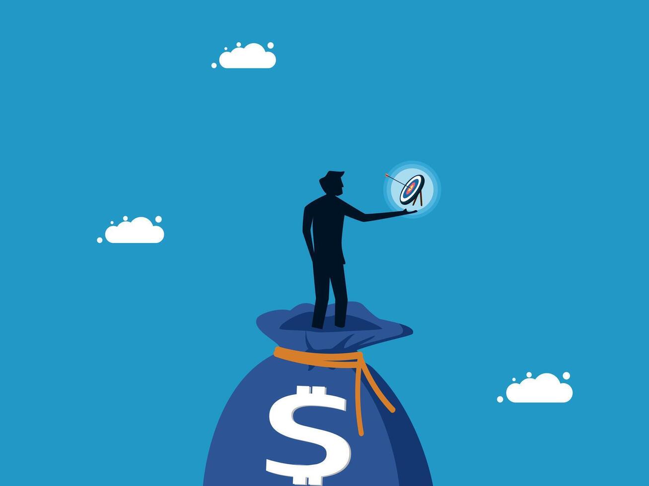 man on money bag with dollar sign vector