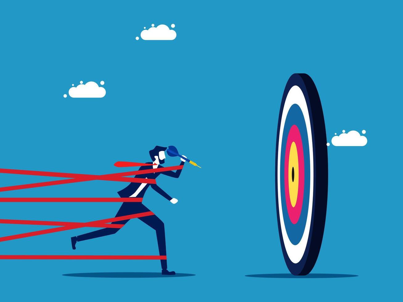 Businessmen escape from commitments for the goal vector
