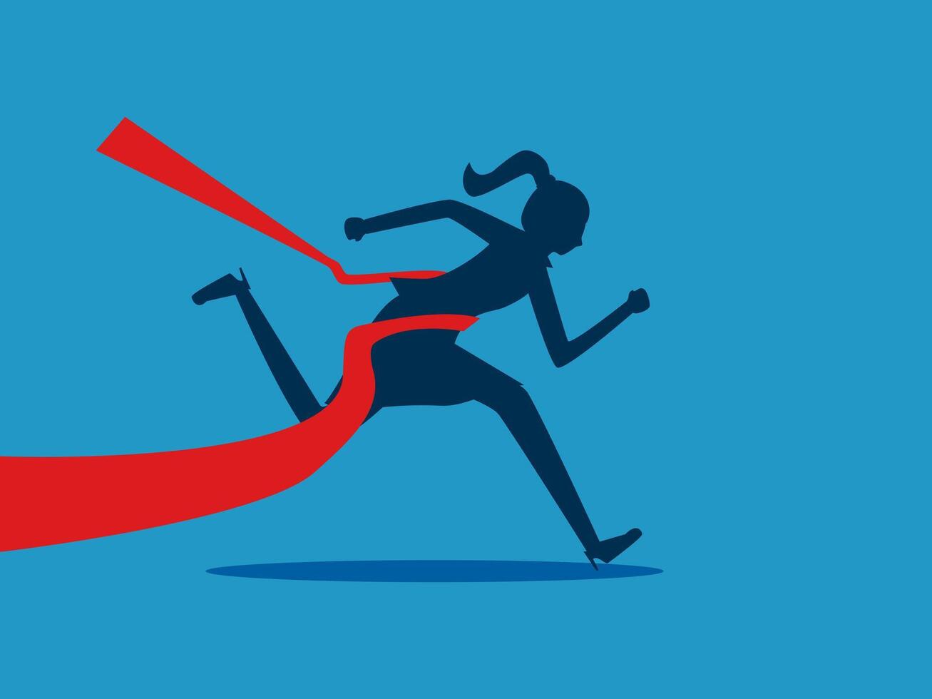 woman running with red ribbon vector