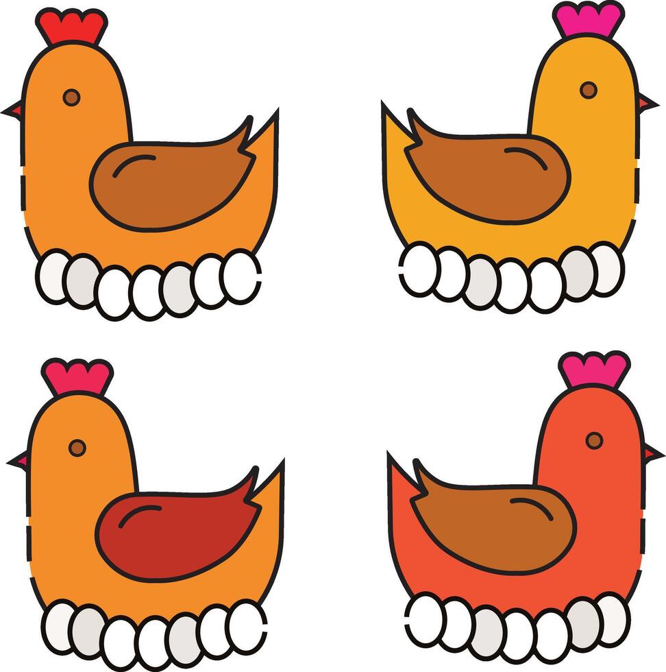 colorful chicken icon with eggs vector