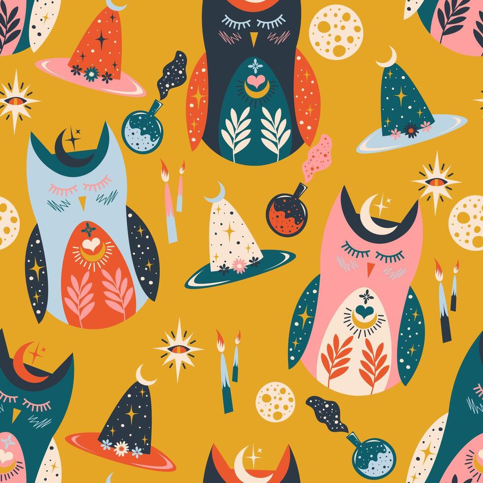 Folk Art Seamless Pattern Illustration vector