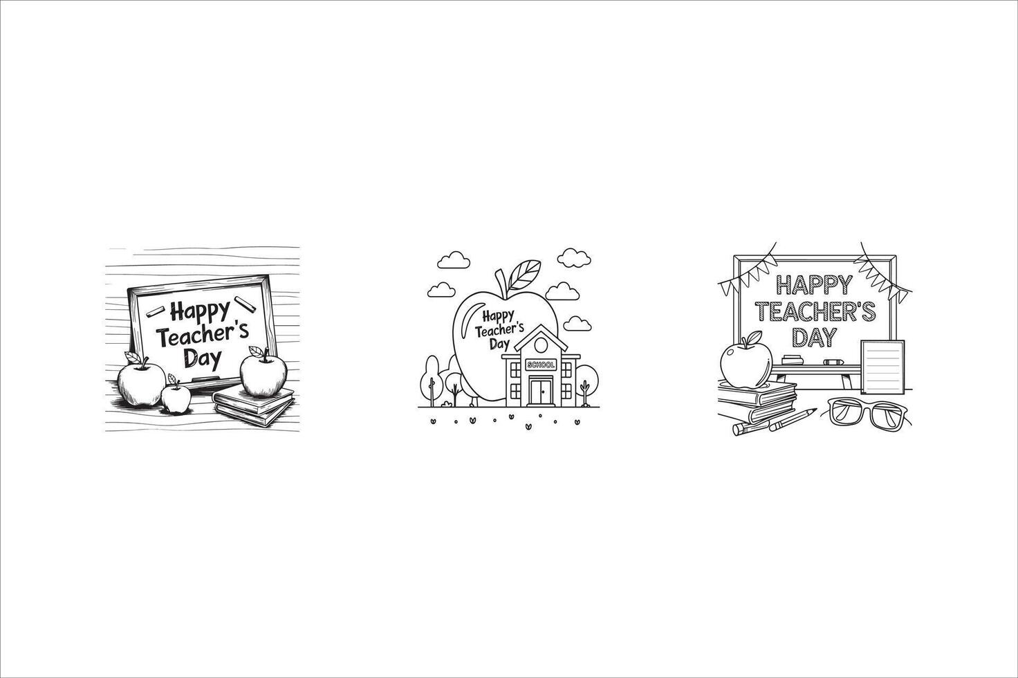 Set of Happy teacher's day icons vector