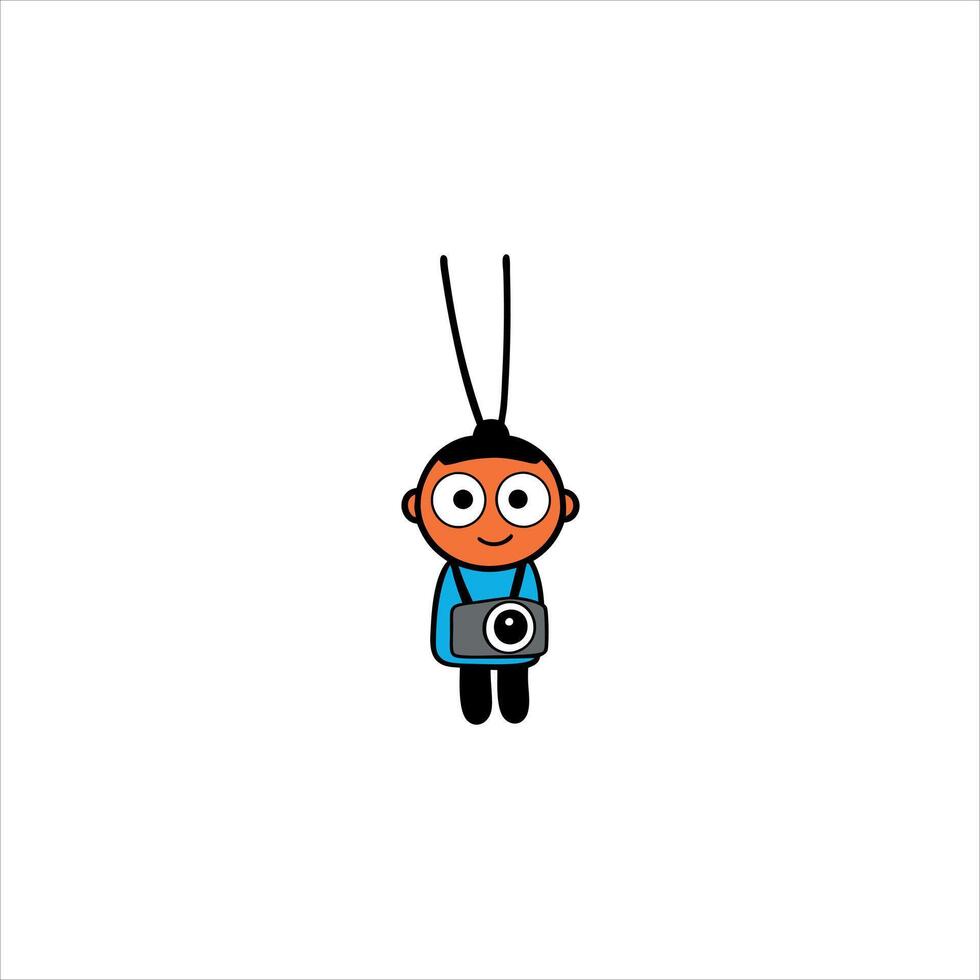 a kid with a camera hanging vector