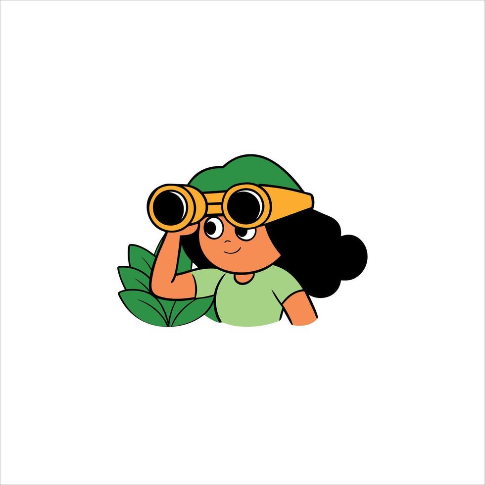 a kid looking through binoculars vector
