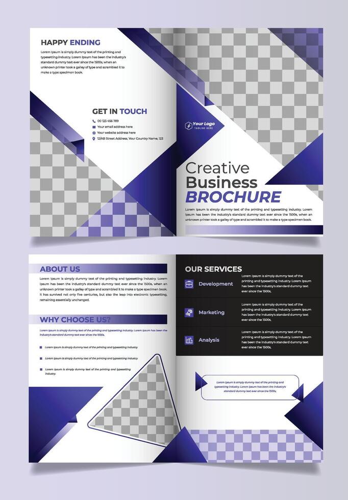 Corporate Bifold Brochure Design Template vector