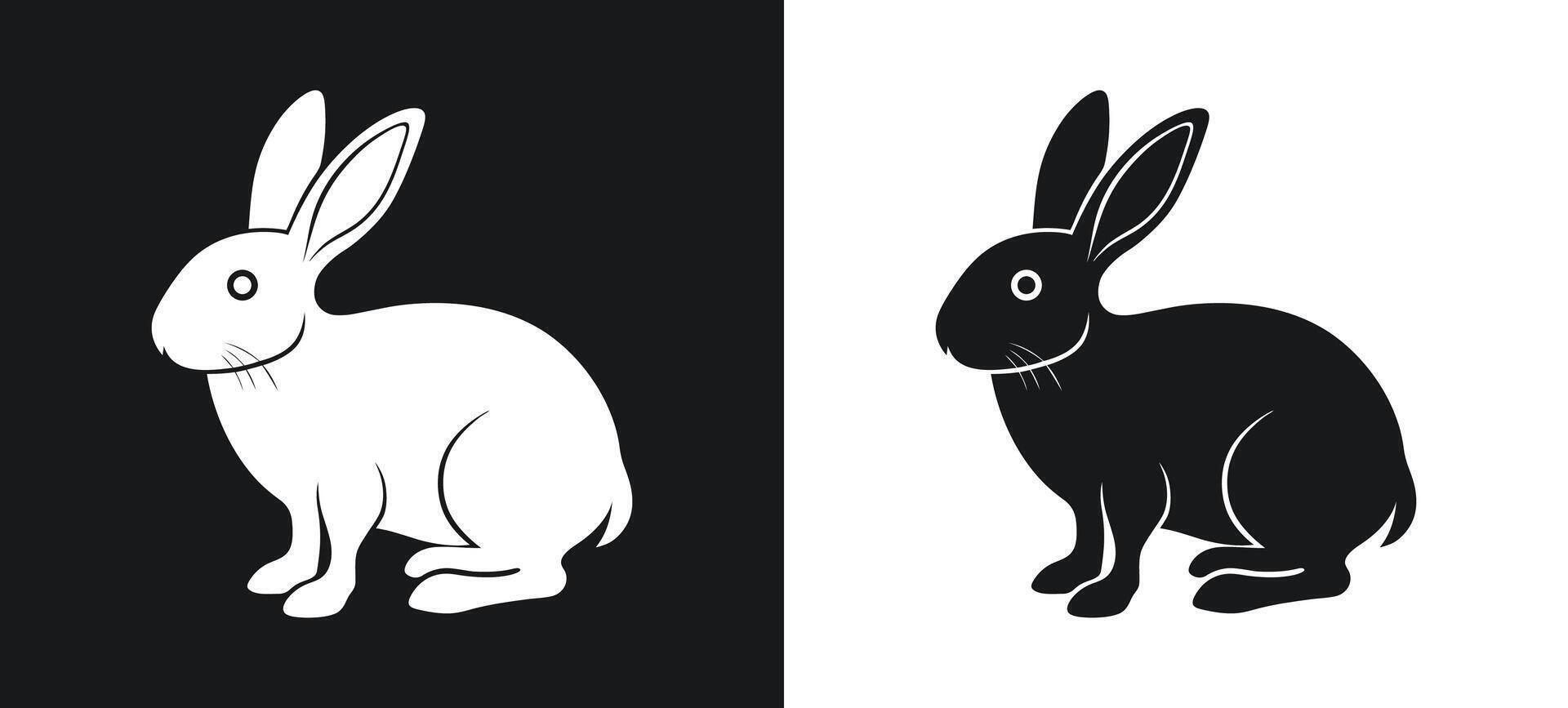 Black and white rabbit design in silhouette style vector