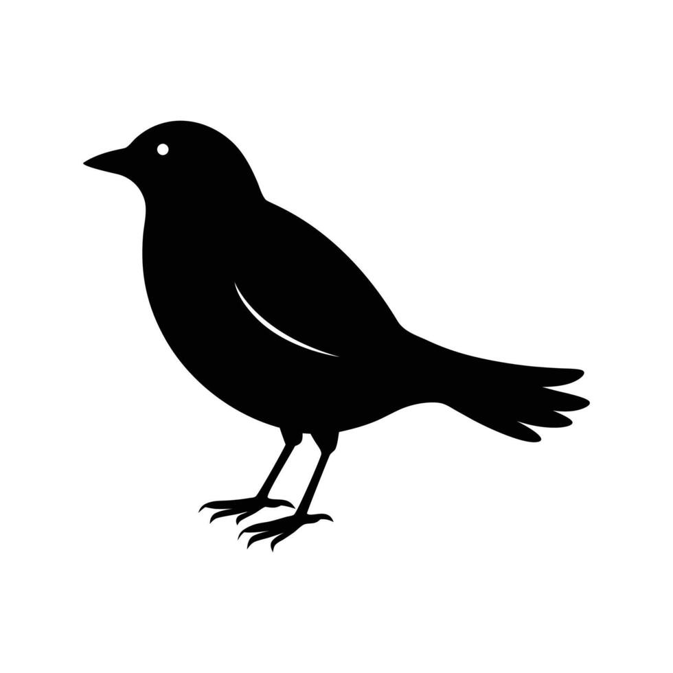Black Bird Silhouette on White Background vector