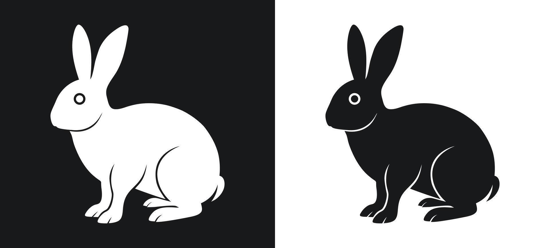 Illustration of a black and white rabbit silhouette vector