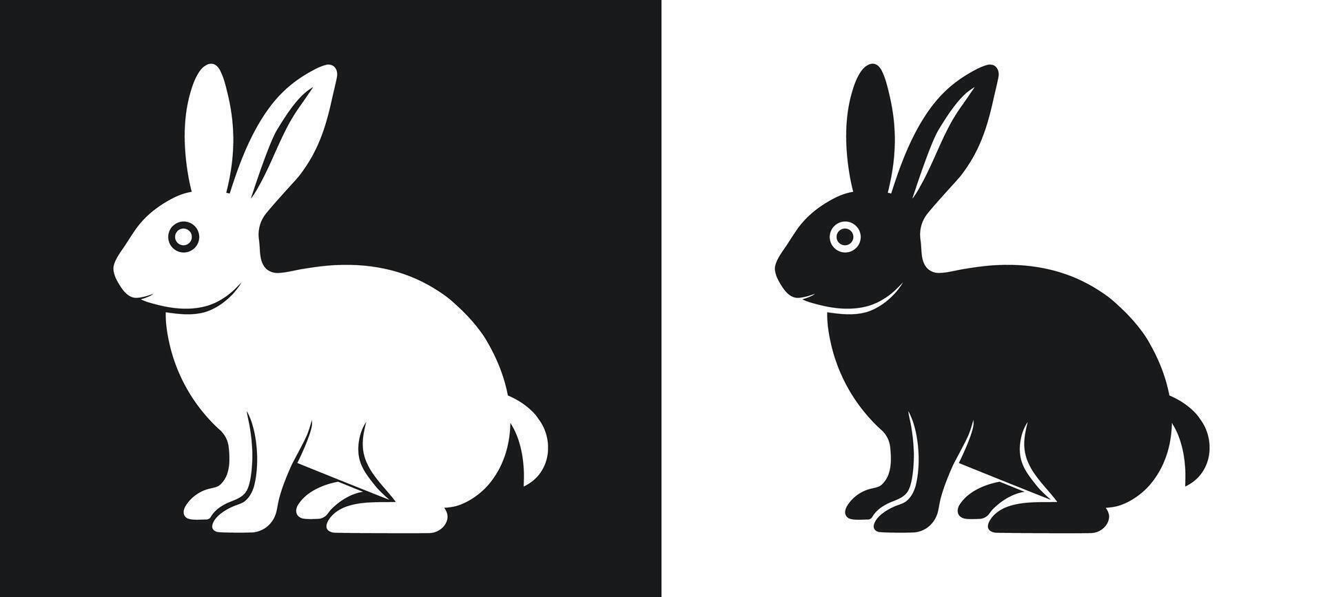 Minimalist rabbit silhouette in black and white. vector