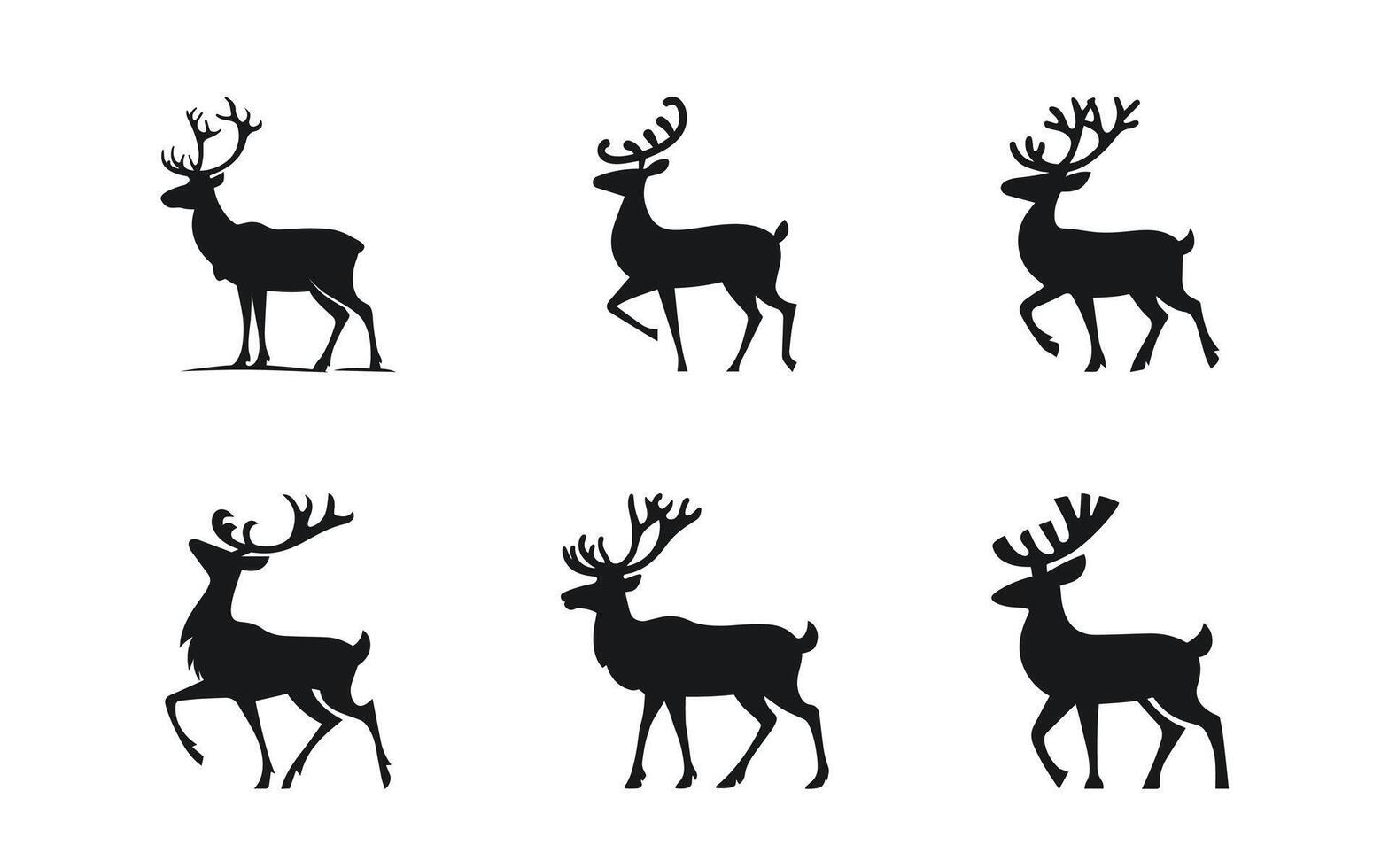 Reindeer silhouette set bundle artwork illustration vector