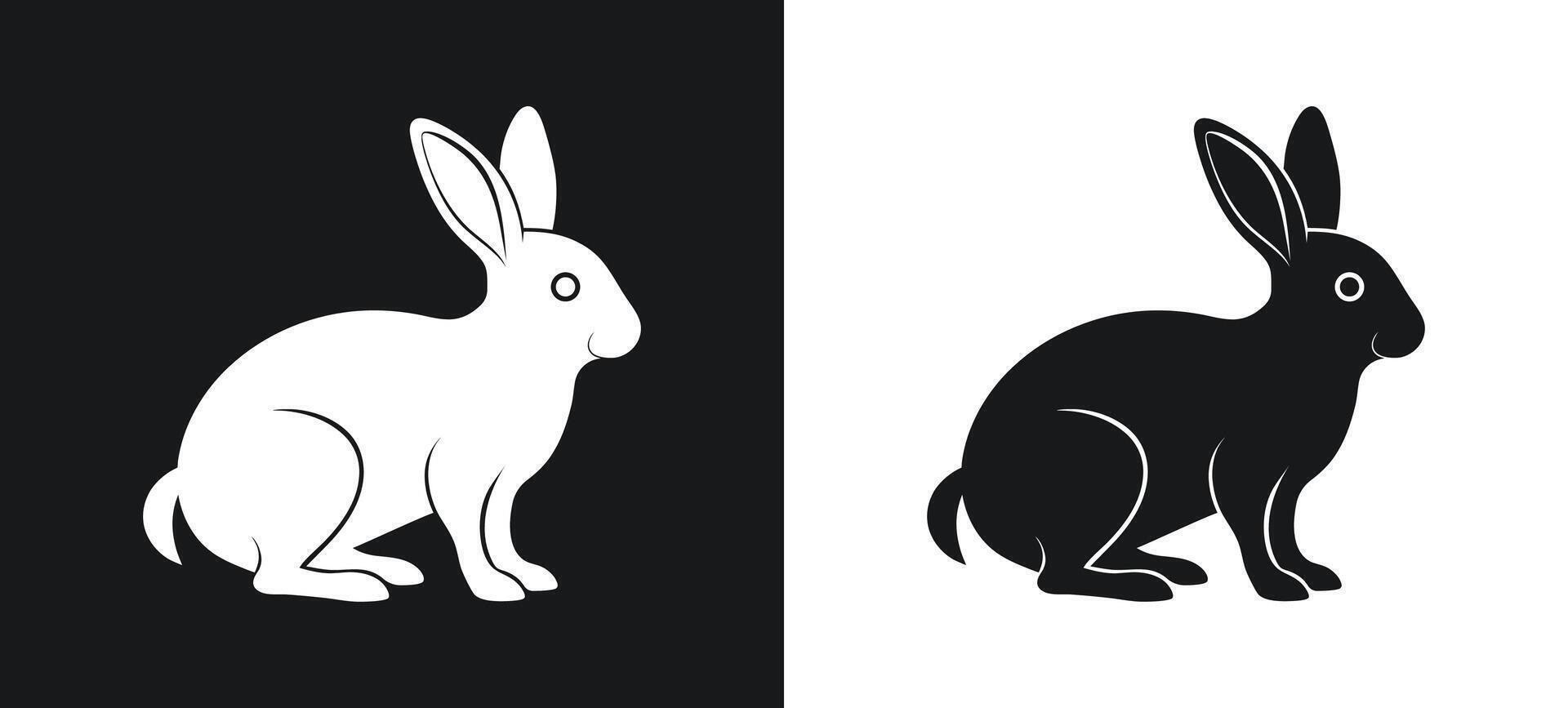 Artistic rabbit silhouette created in black and white vector