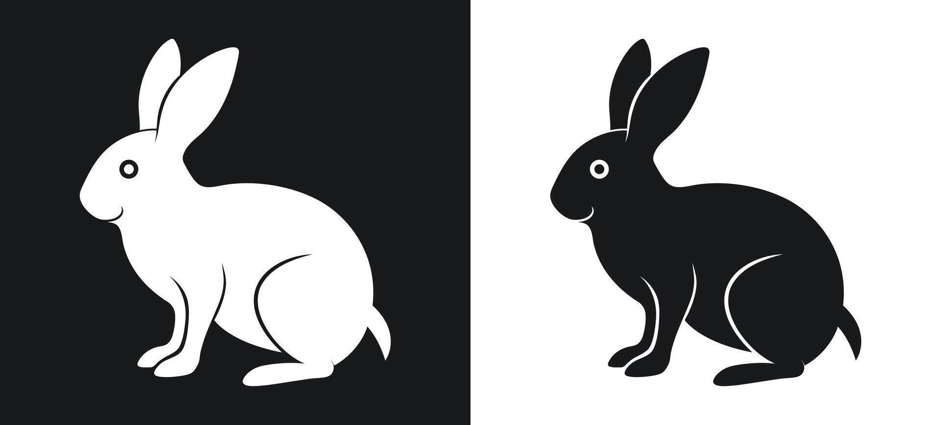 Rabbit silhouette art in black and white vector