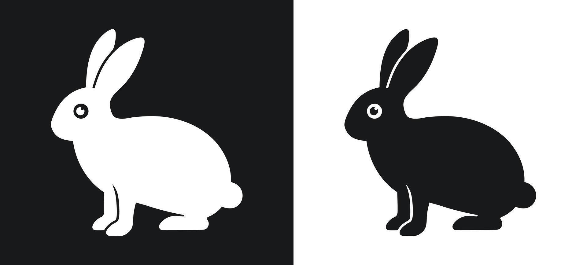 Rabbit drawn as a black and white silhouette illustration vector