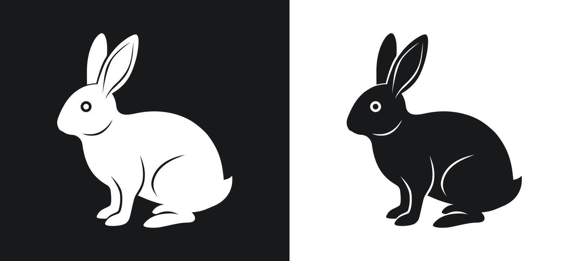 Rabbit black and white silhouette Illustration vector