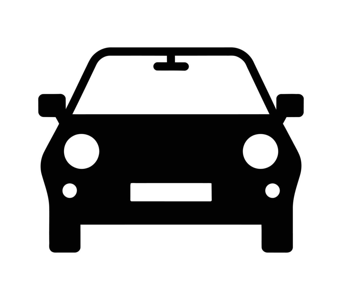 Car silhouette icon. Automobile front view car illustration with white background. vector