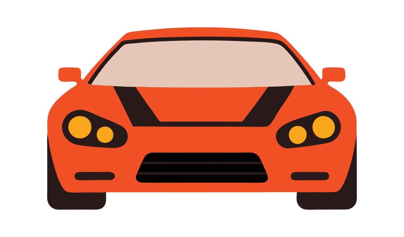 Red Sports car front view illustration. Front side car graphic icon design. Sleek automobile image. vector