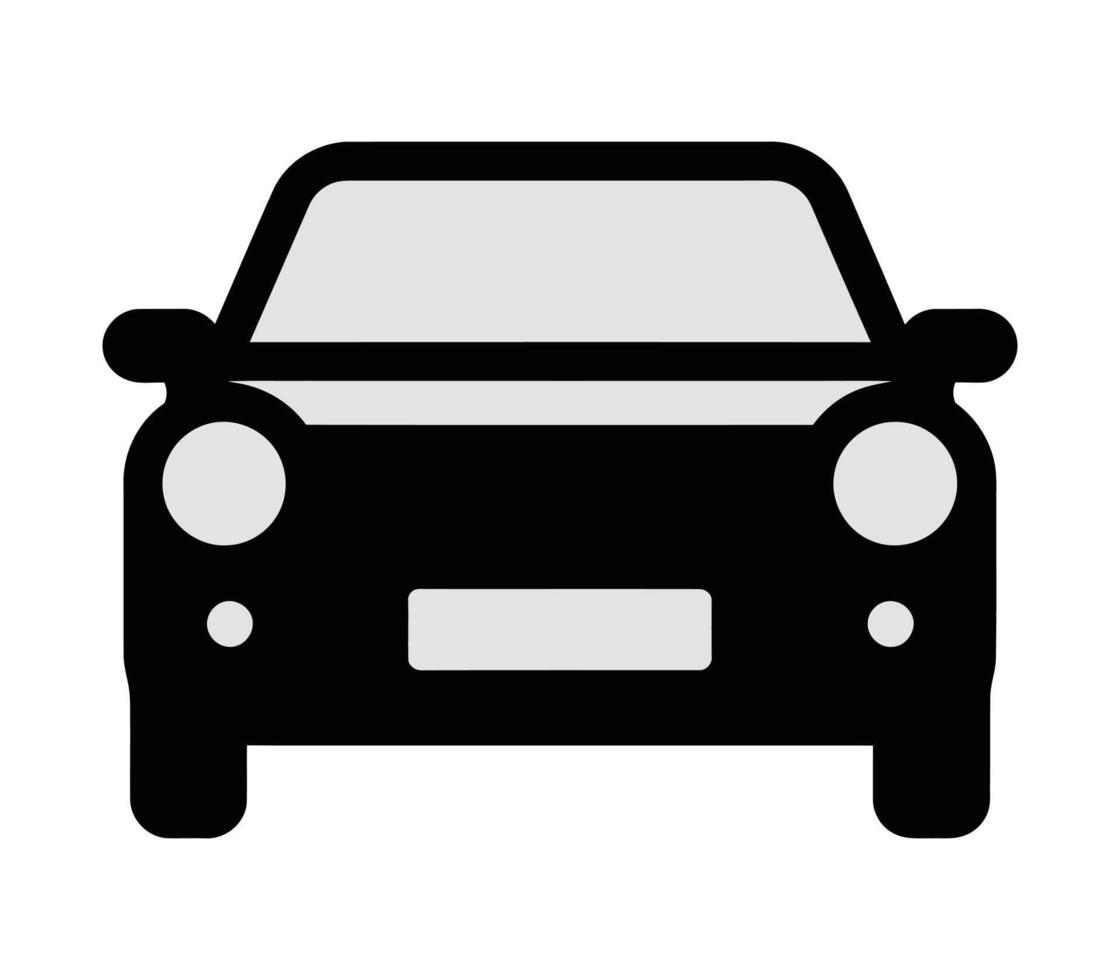 Car front view silhouette icon. Automobile front view car illustration with white background. vector